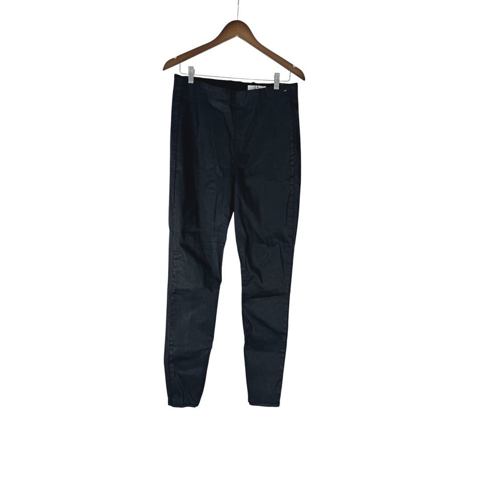 Rag & Bone Nina High-Rise Pull-On Coated Black Skinny Pants WDD20F2739X4CB L